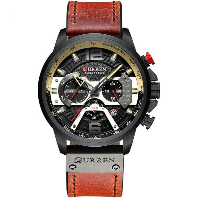 Relógio Masculino Luxo Pulseira de Couro #026