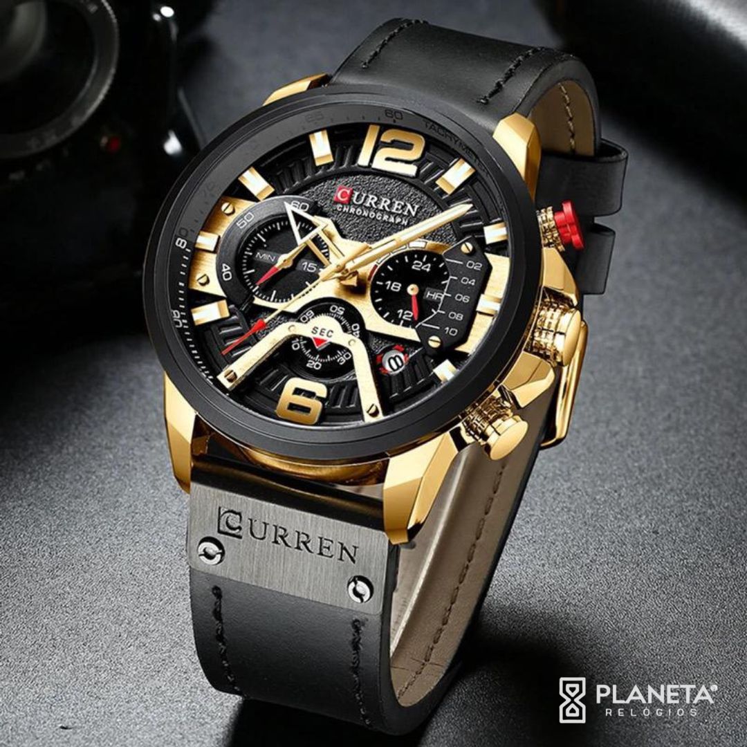 Relógio Masculino Luxo Pulseira de Couro #026