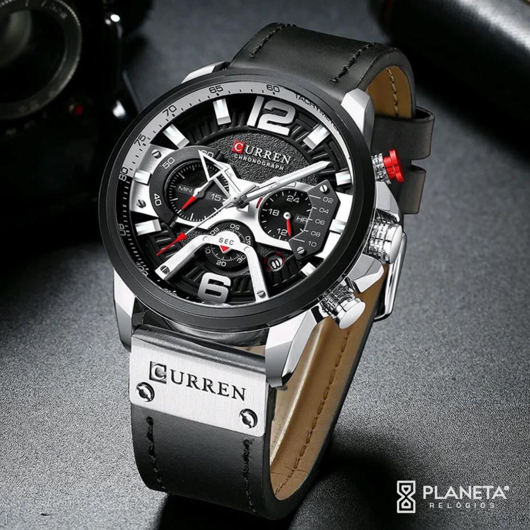 Relógio Masculino Luxo Pulseira de Couro #026