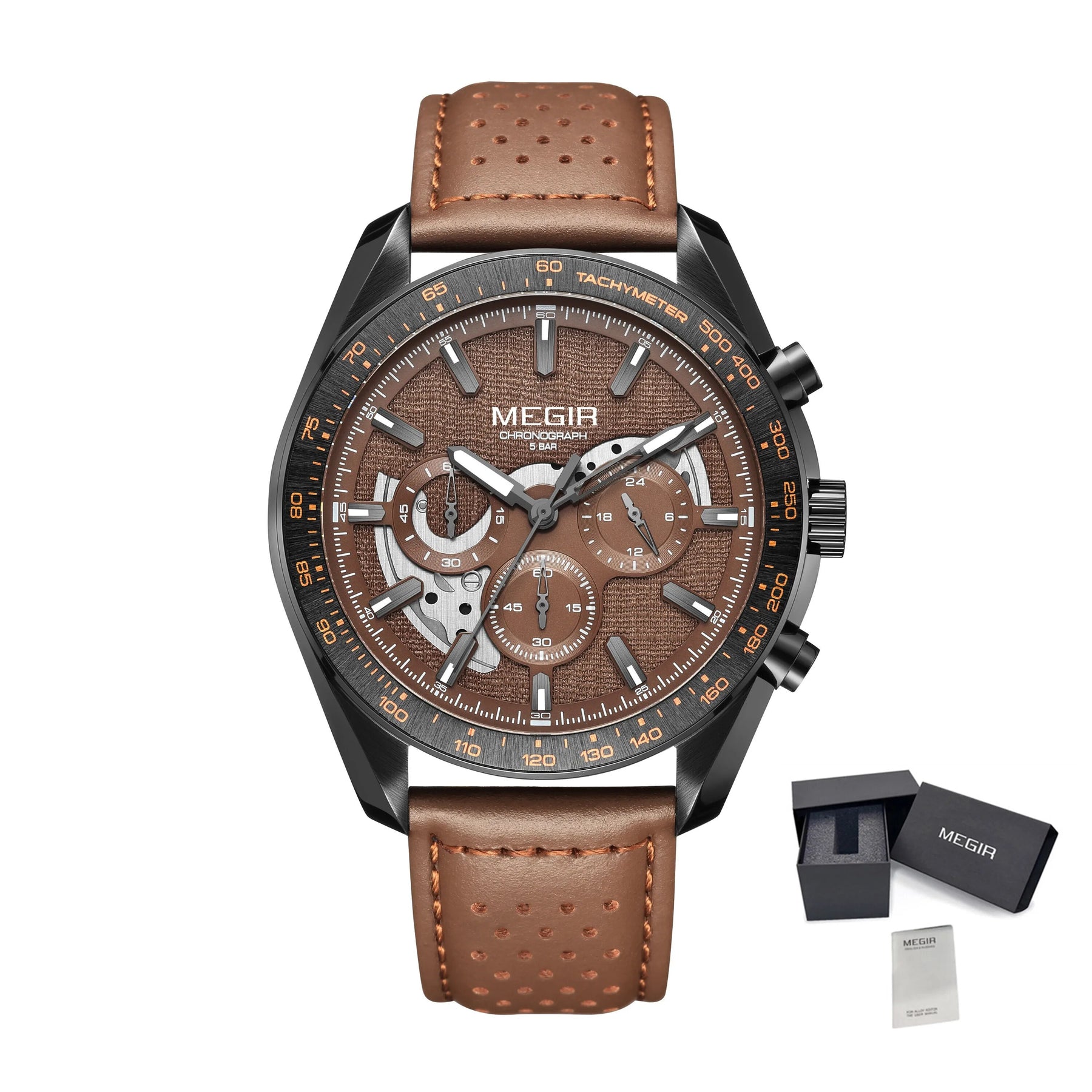 MEGIR Luxury Men's Business Casual Watches Leather Waterproof Quartz Chronograph Male Clock Wristwatch Relogio Masculino