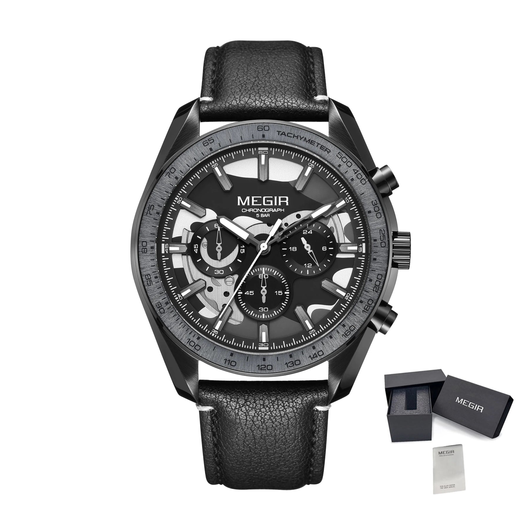 MEGIR Luxury Men's Business Casual Watches Leather Waterproof Quartz Chronograph Male Clock Wristwatch Relogio Masculino