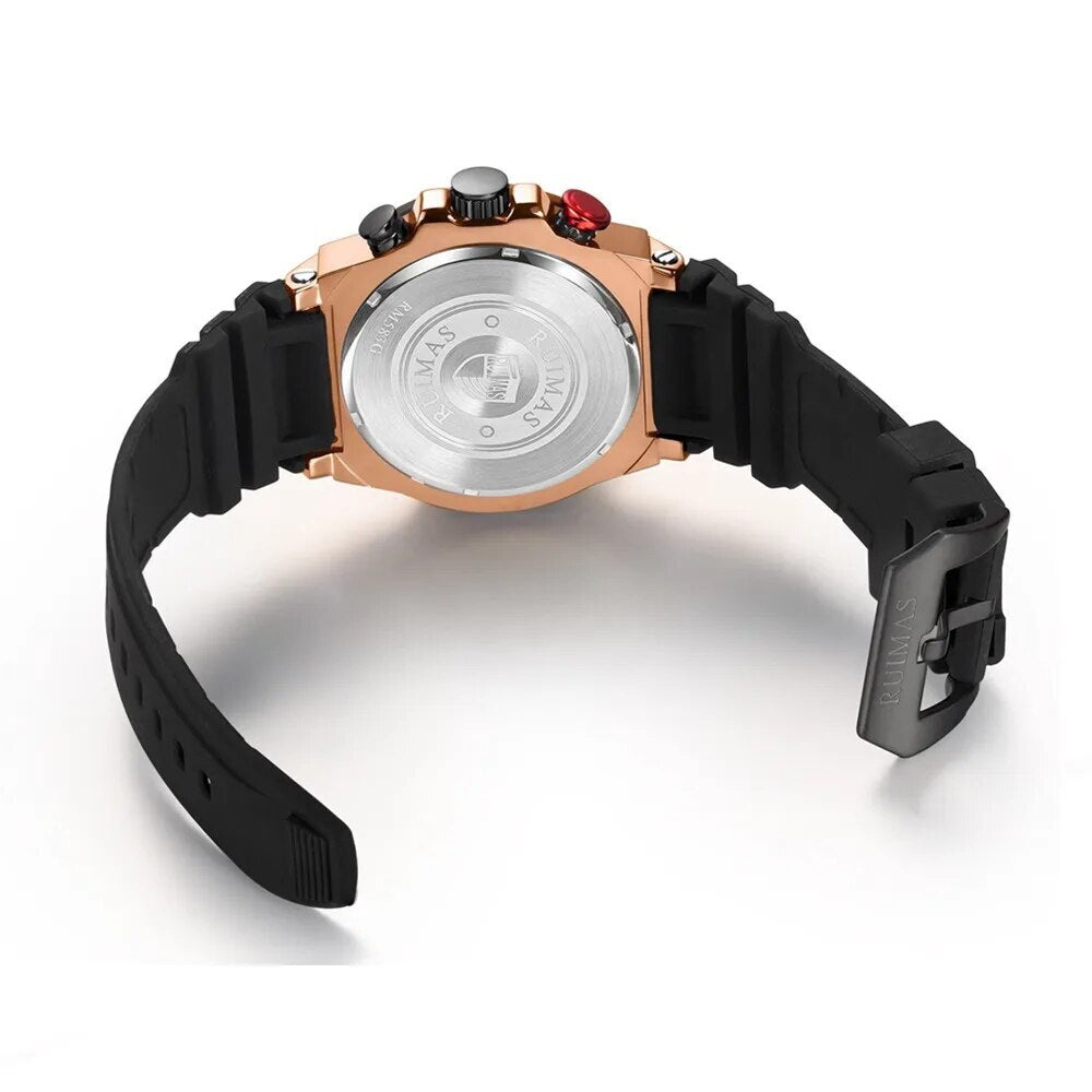RUIMAS Relogio Masculino Luxury Mens Watches Silicone Strap Quartz Sports Wristwatch Luminous Hands Clock Chronograph Auto Date