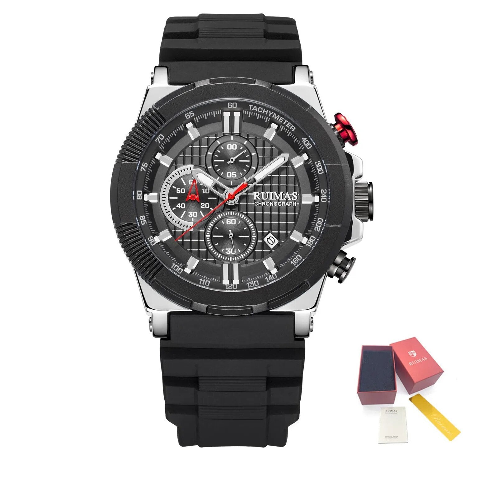 RUIMAS Relogio Masculino Luxury Mens Watches Silicone Strap Quartz Sports Wristwatch Luminous Hands Clock Chronograph Auto Date