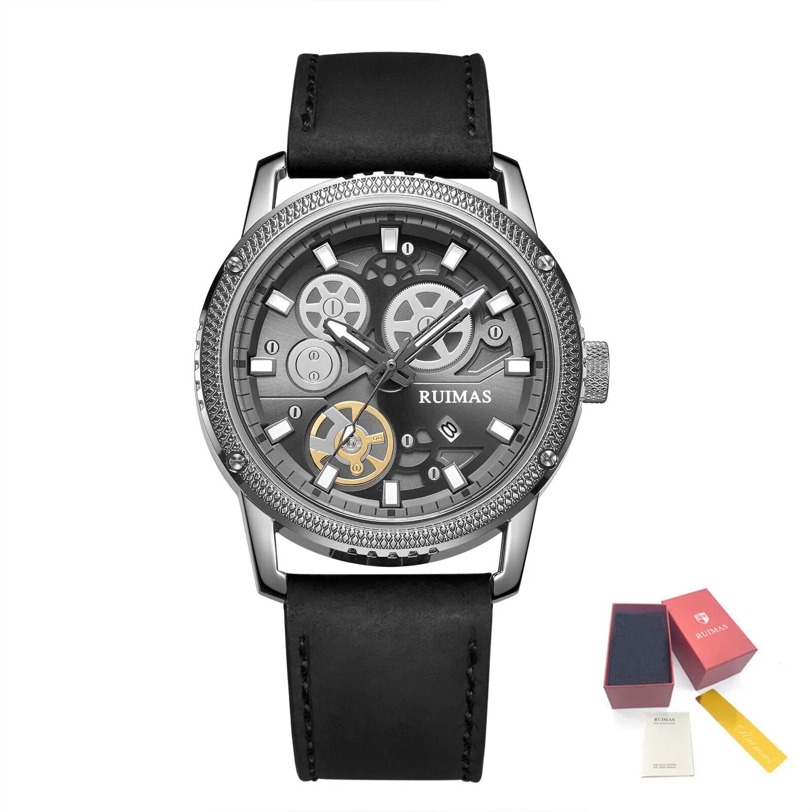 RUIMAS Relogio Masculino Luxury Leather Band Quartz Wristwatch Men Big Dial Moda Watches Waterproof Sport Military Reloj Hombre