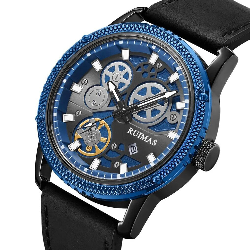 RUIMAS Relogio Masculino Luxury Leather Band Quartz Wristwatch Men Big Dial Moda Watches Waterproof Sport Military Reloj Hombre
