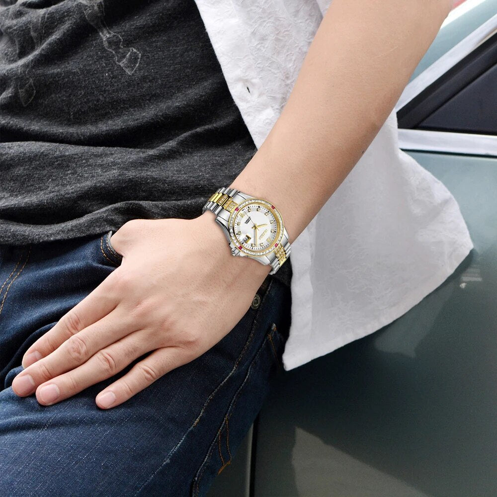 NAKZEN Men Japan NH35 Movement Automatic Mechanical Watch Elegant Diamond Stainless Steel Bracelet Watches Relogio Masculino