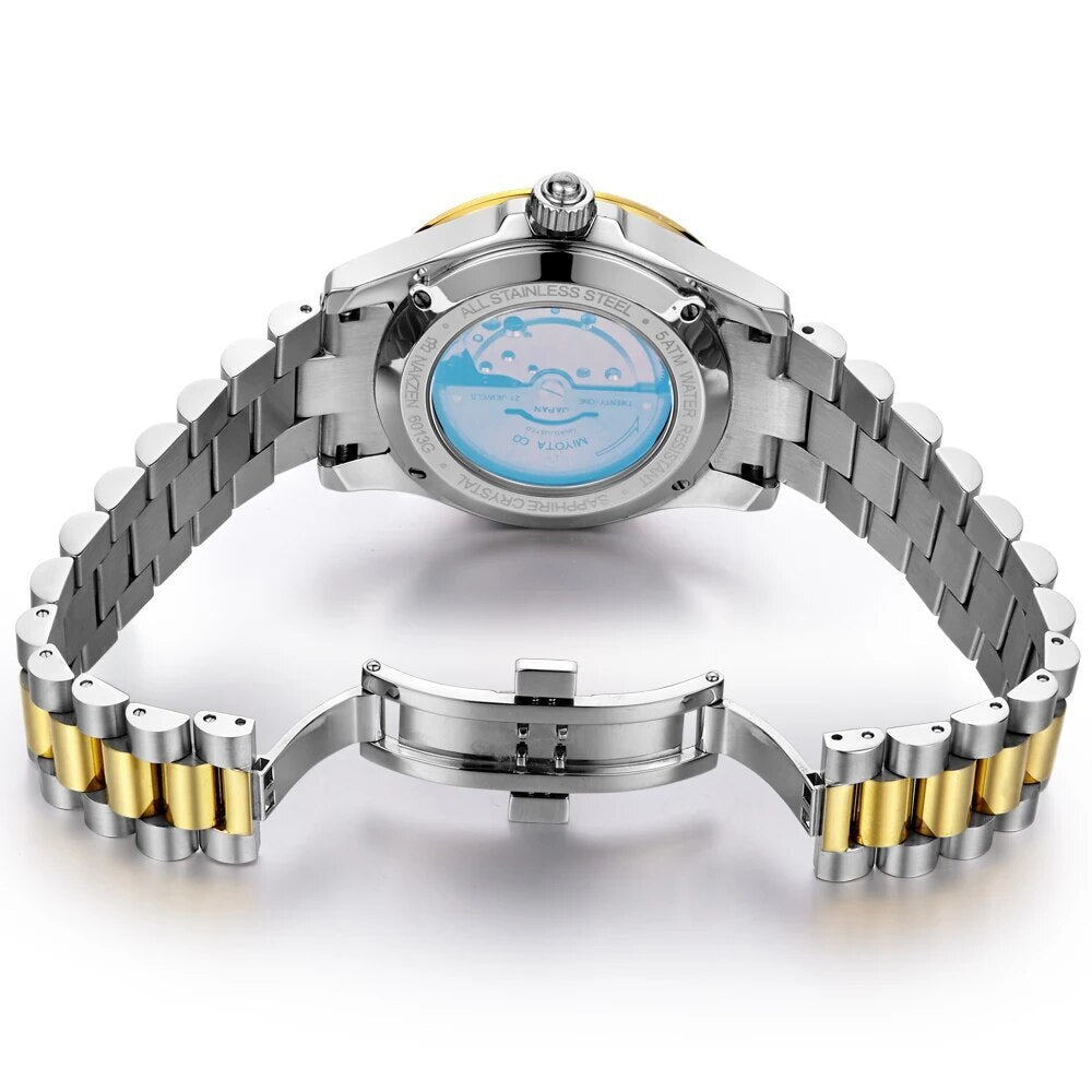 NAKZEN Men Japan NH35 Movement Automatic Mechanical Watch Elegant Diamond Stainless Steel Bracelet Watches Relogio Masculino