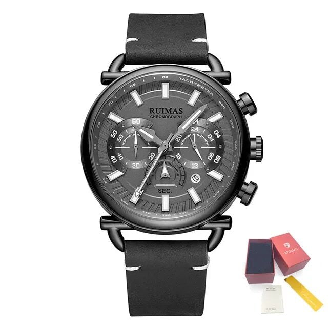RUIMAS Men Luxury Sport Watches Leather Bracelet Quartz Wristwatch Luminous Clock Watch Calendar Relogio Masculino 585