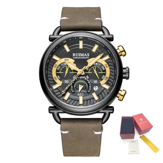 RUIMAS Men Luxury Sport Watches Leather Bracelet Quartz Wristwatch Luminous Clock Watch Calendar Relogio Masculino 585