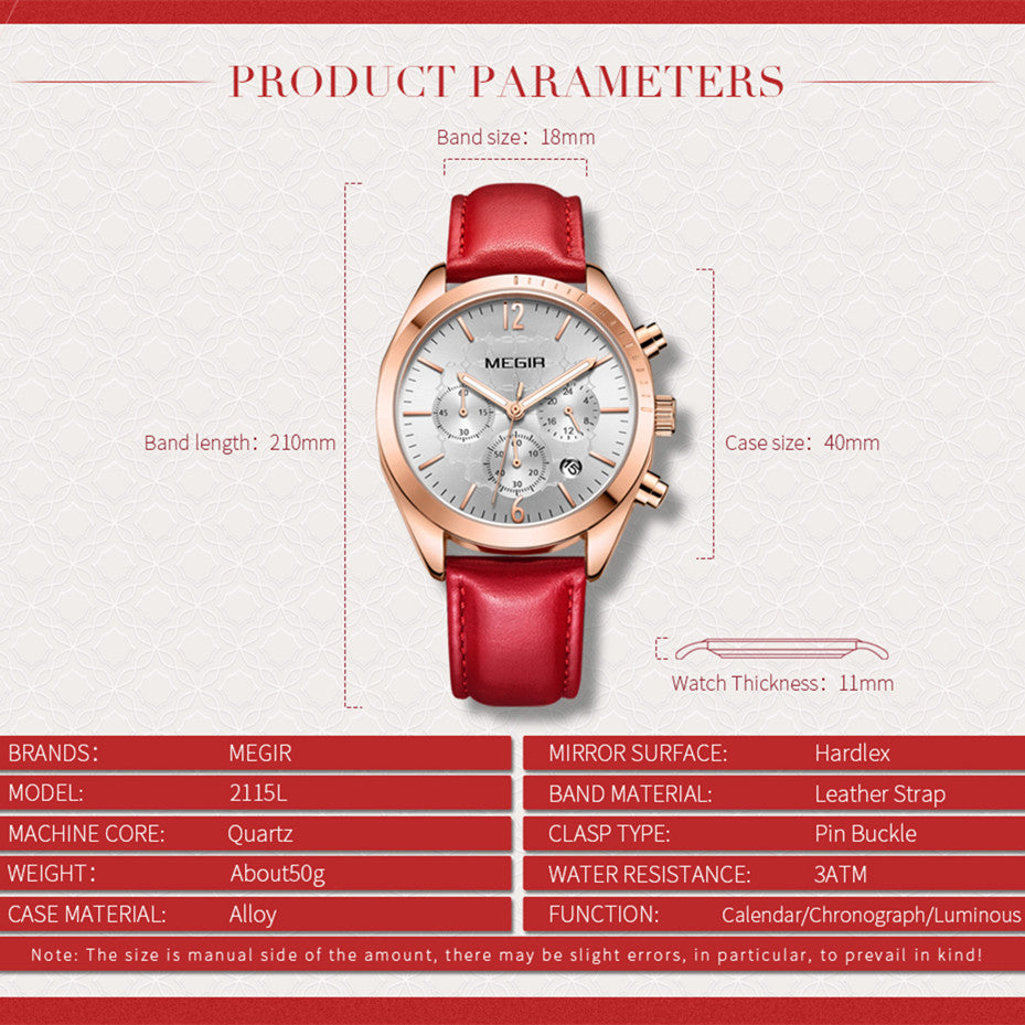 MEGIR Fashion Women Watches Luxury Ladies Casual Wristwatches Leather Female Quartz Bussiness Watch Dress Clock Relogio Feminino