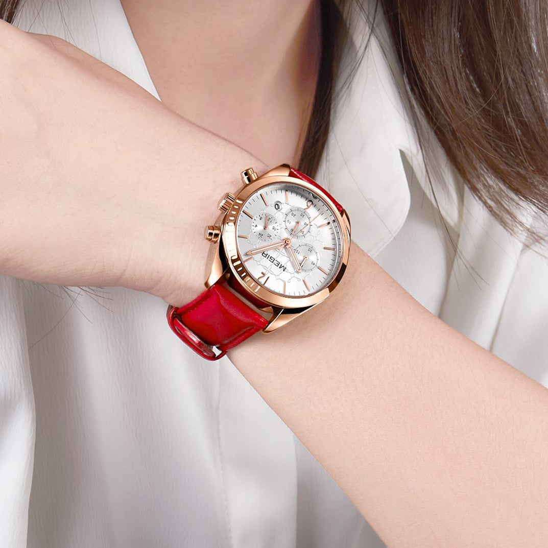 MEGIR Fashion Women Watches Luxury Ladies Casual Wristwatches Leather Female Quartz Bussiness Watch Dress Clock Relogio Feminino