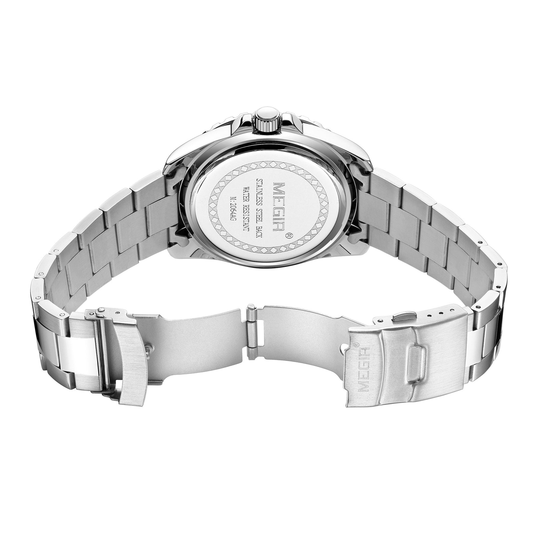 MEGIR Fashion Men Watches Top Luxury Stainless Steel Quartz Wristwatch Calendar Luminous Clock Large Dial Relogio Masculino