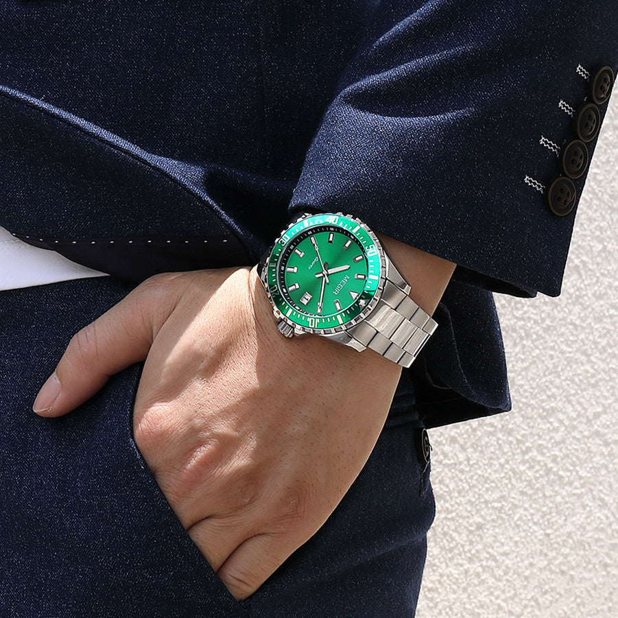 MEGIR Fashion Men Watches Top Luxury Stainless Steel Quartz Wristwatch Calendar Luminous Clock Large Dial Relogio Masculino