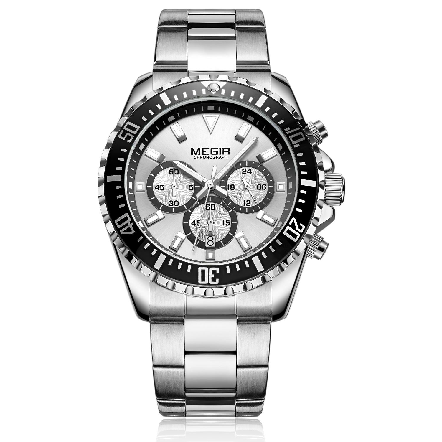 MEGIR Original Luxury Business Quartz Watch Men Brand Stainless Steel Chronograph Military WristWatch Clock Relogio Masculino