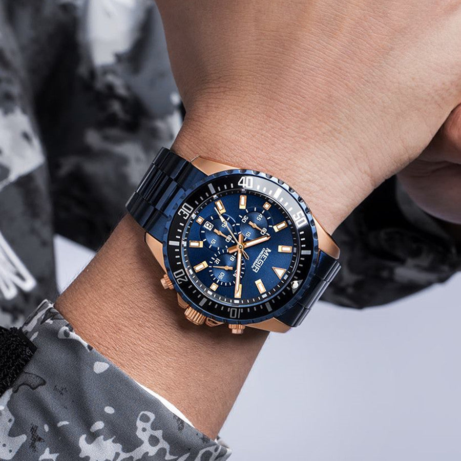MEGIR Original Luxury Business Quartz Watch Men Brand Stainless Steel Chronograph Military WristWatch Clock Relogio Masculino