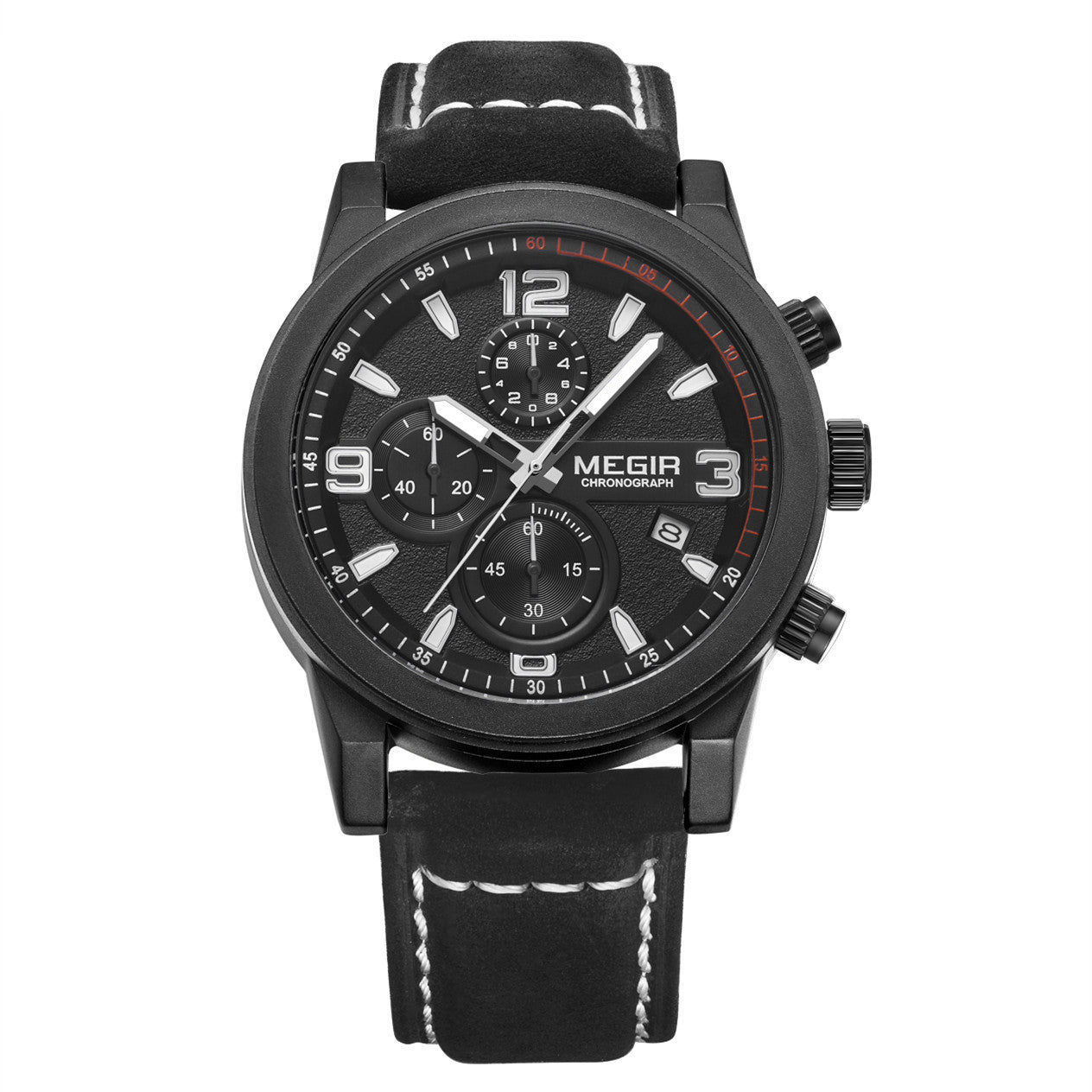 MEGIR Original Brand Luxury Watch Men's Sport Watches Leather Strap Watch Quartz Wristwatches Luminous Casual Relogio Masculino