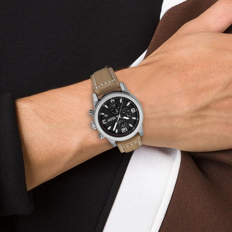MEGIR Original Brand Luxury Watch Men's Sport Watches Leather Strap Watch Quartz Wristwatches Luminous Casual Relogio Masculino