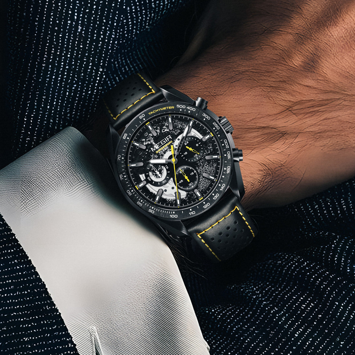 MEGIR Luxury Men's Business Casual Watches Leather Waterproof Quartz Chronograph Male Clock Wristwatch Relogio Masculino