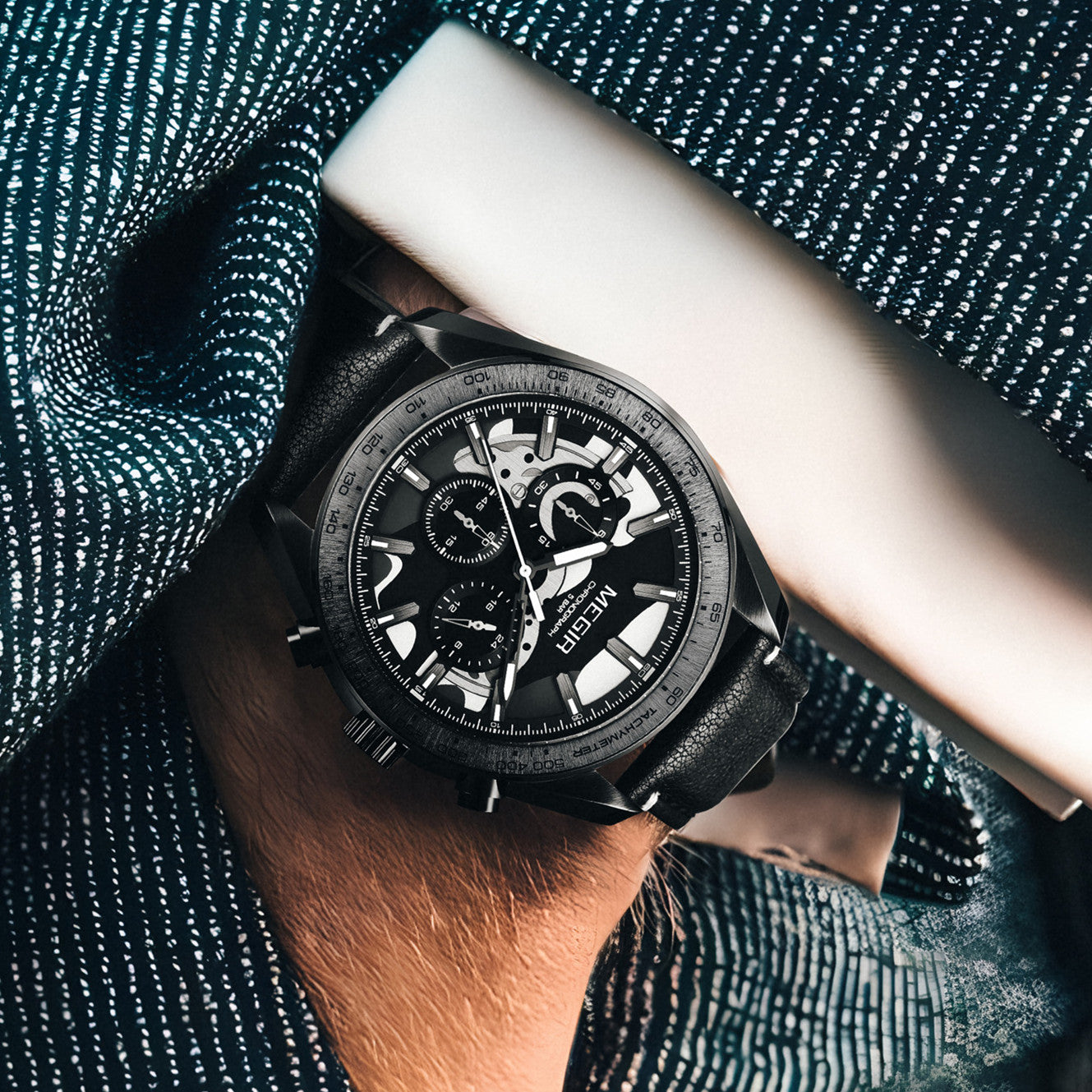 MEGIR Luxury Men's Business Casual Watches Leather Waterproof Quartz Chronograph Male Clock Wristwatch Relogio Masculino