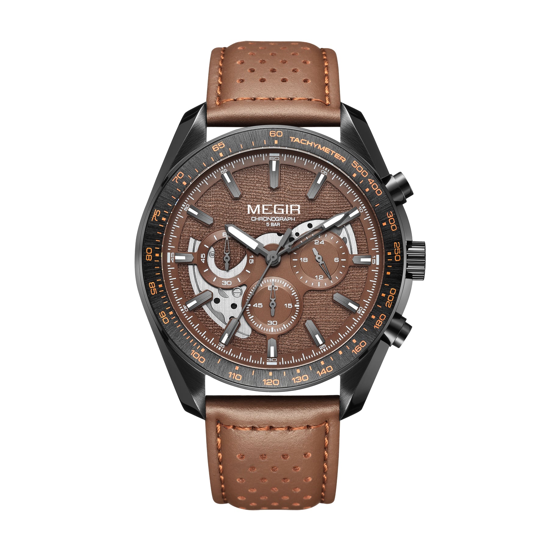 MEGIR Luxury Men's Business Casual Watches Leather Waterproof Quartz Chronograph Male Clock Wristwatch Relogio Masculino
