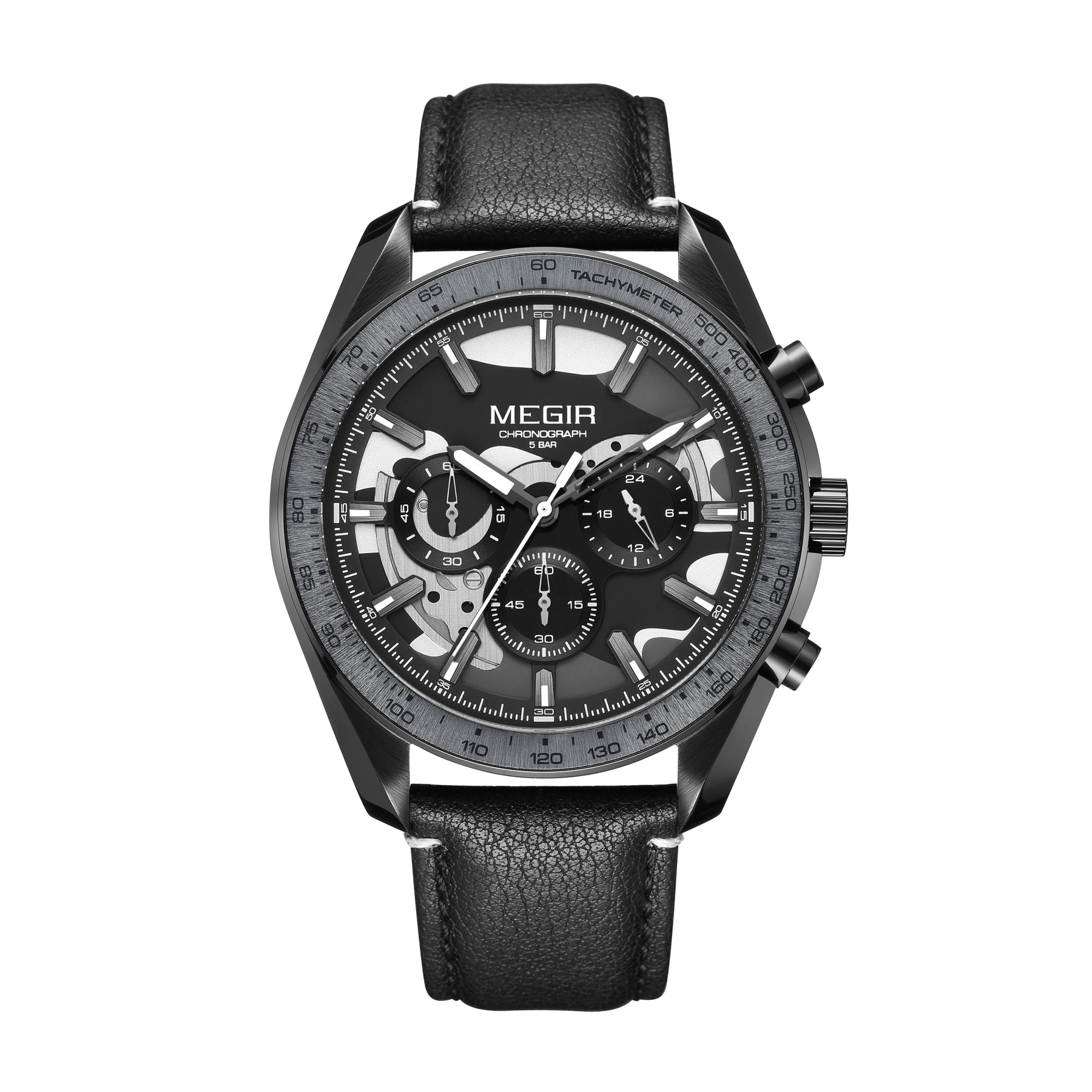 MEGIR Luxury Men's Business Casual Watches Leather Waterproof Quartz Chronograph Male Clock Wristwatch Relogio Masculino