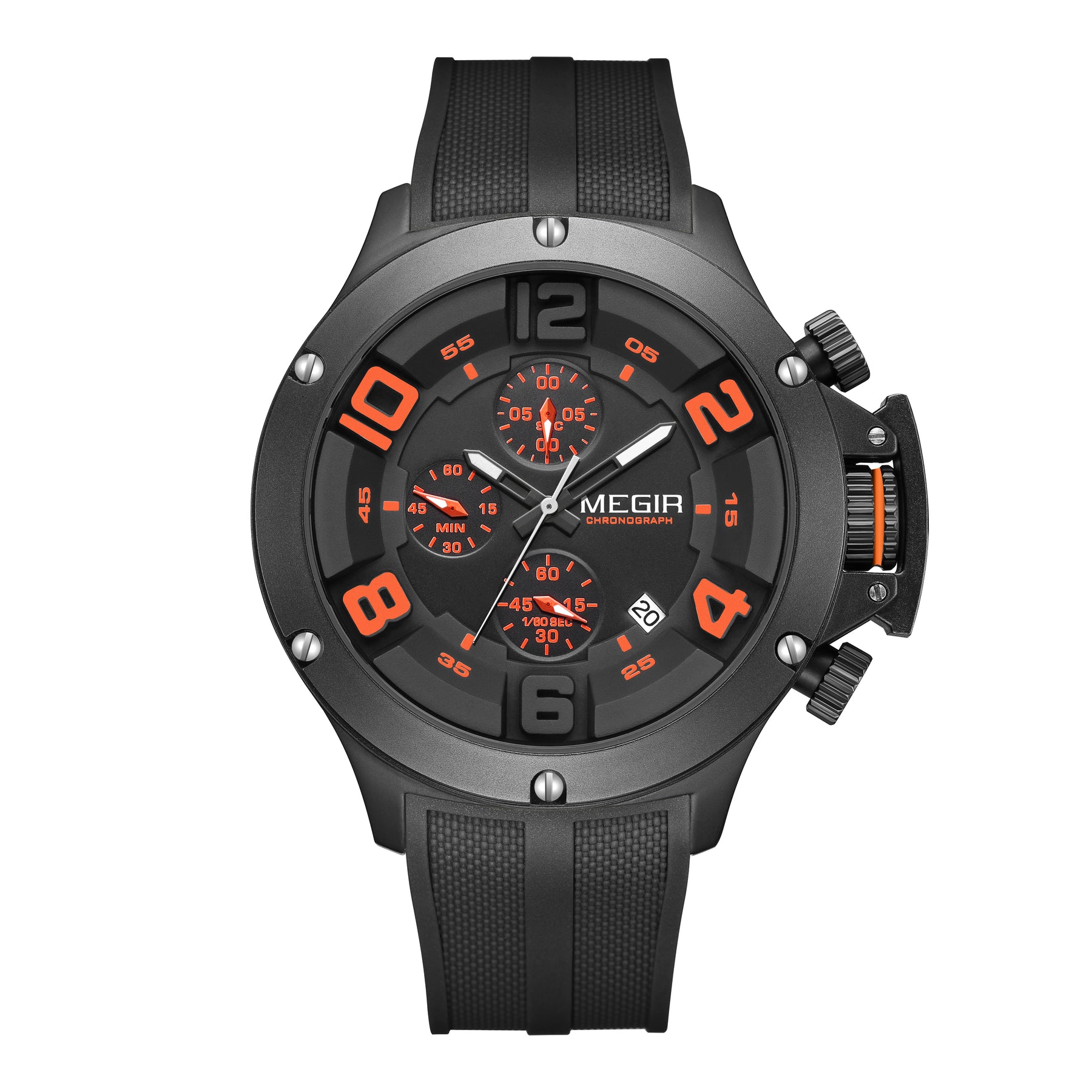 MEGIR Relogio Masculino Luxury Quartz Watch for Men Yellow Silicone Strap Military Sport WristWatch Chronograph with Auto Date