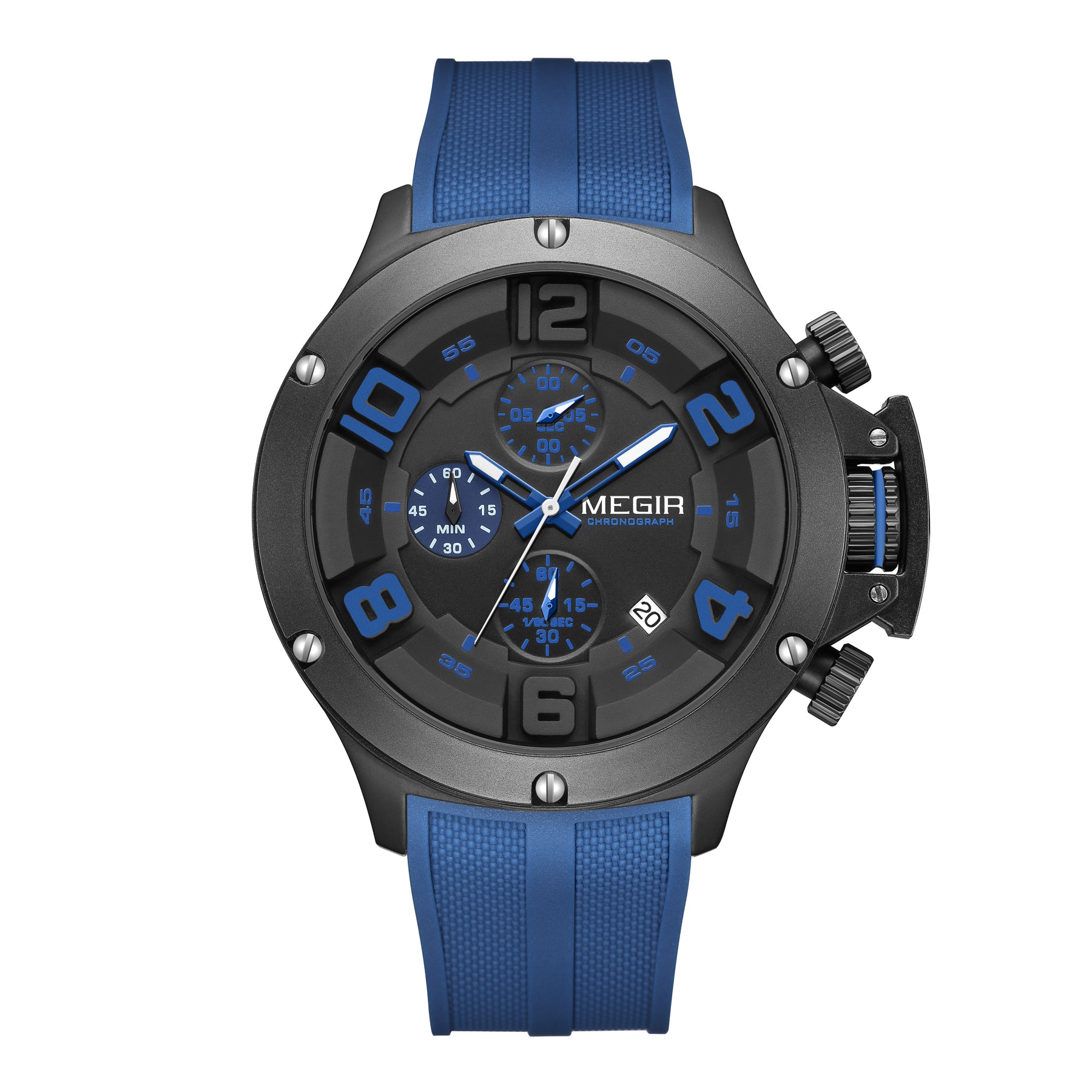 MEGIR Relogio Masculino Luxury Quartz Watch for Men Yellow Silicone Strap Military Sport WristWatch Chronograph with Auto Date