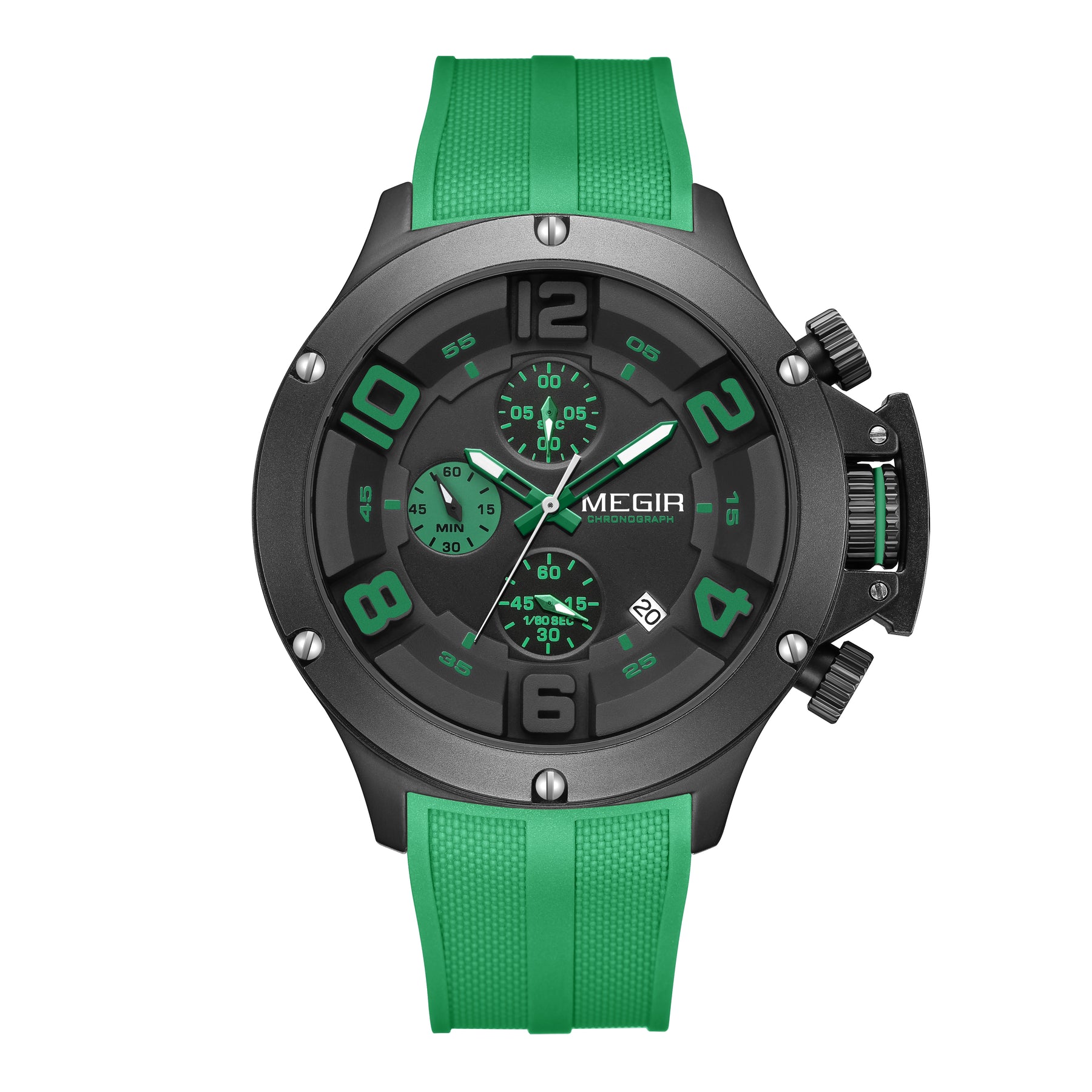 MEGIR Relogio Masculino Luxury Quartz Watch for Men Yellow Silicone Strap Military Sport WristWatch Chronograph with Auto Date