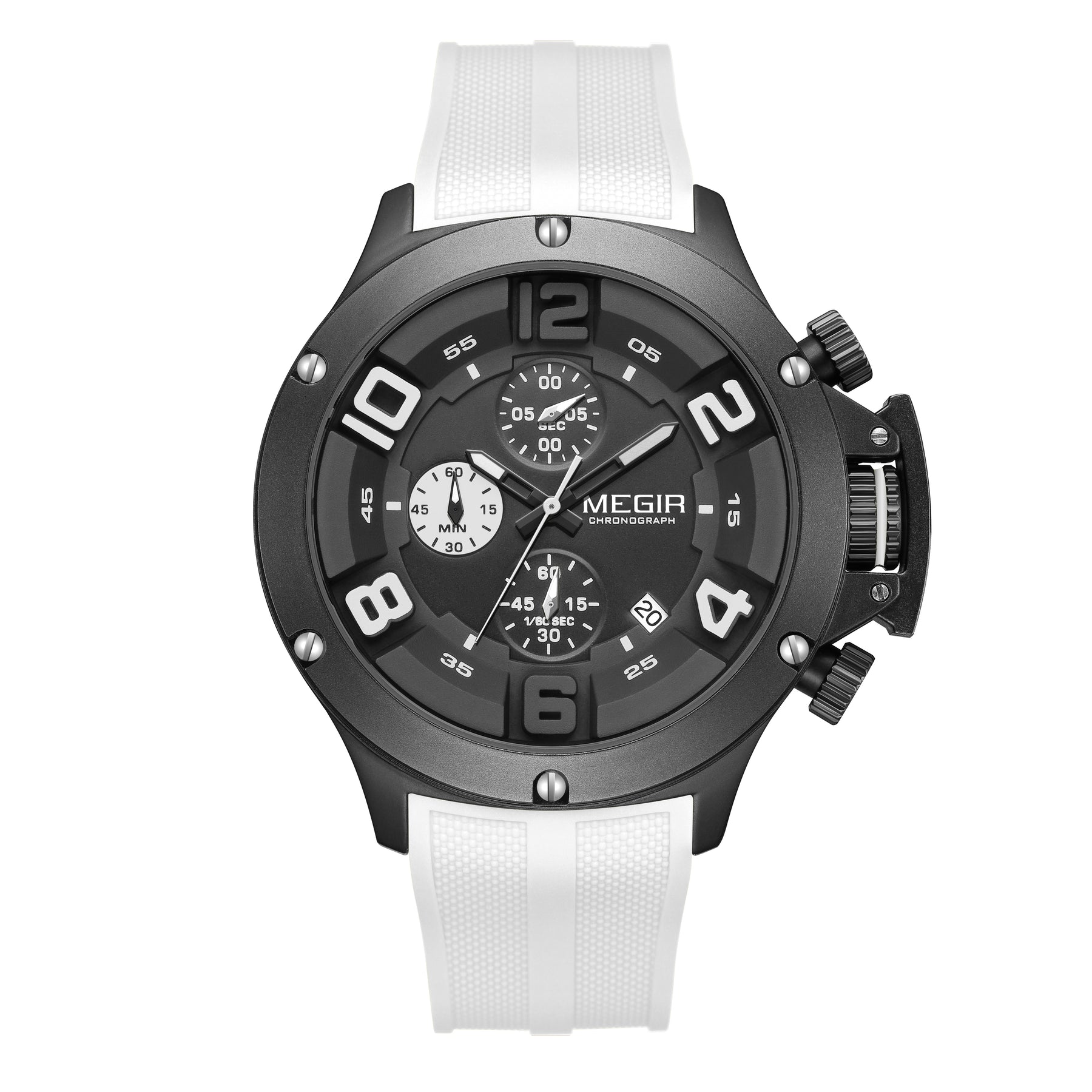 MEGIR Relogio Masculino Luxury Quartz Watch for Men Yellow Silicone Strap Military Sport WristWatch Chronograph with Auto Date