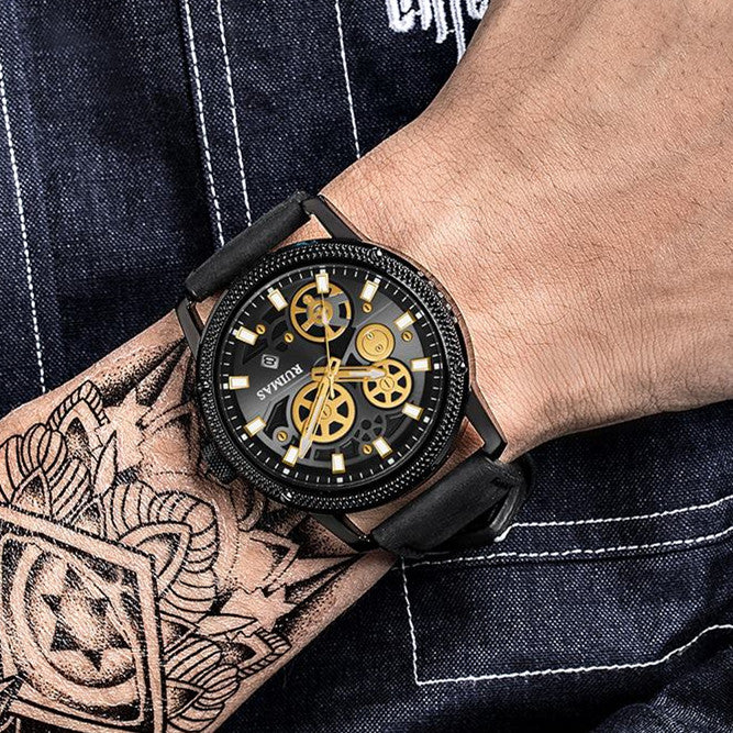 RUIMAS Relogio Masculino Luxury Leather Band Quartz Wristwatch Men Big Dial Moda Watches Waterproof Sport Military Reloj Hombre