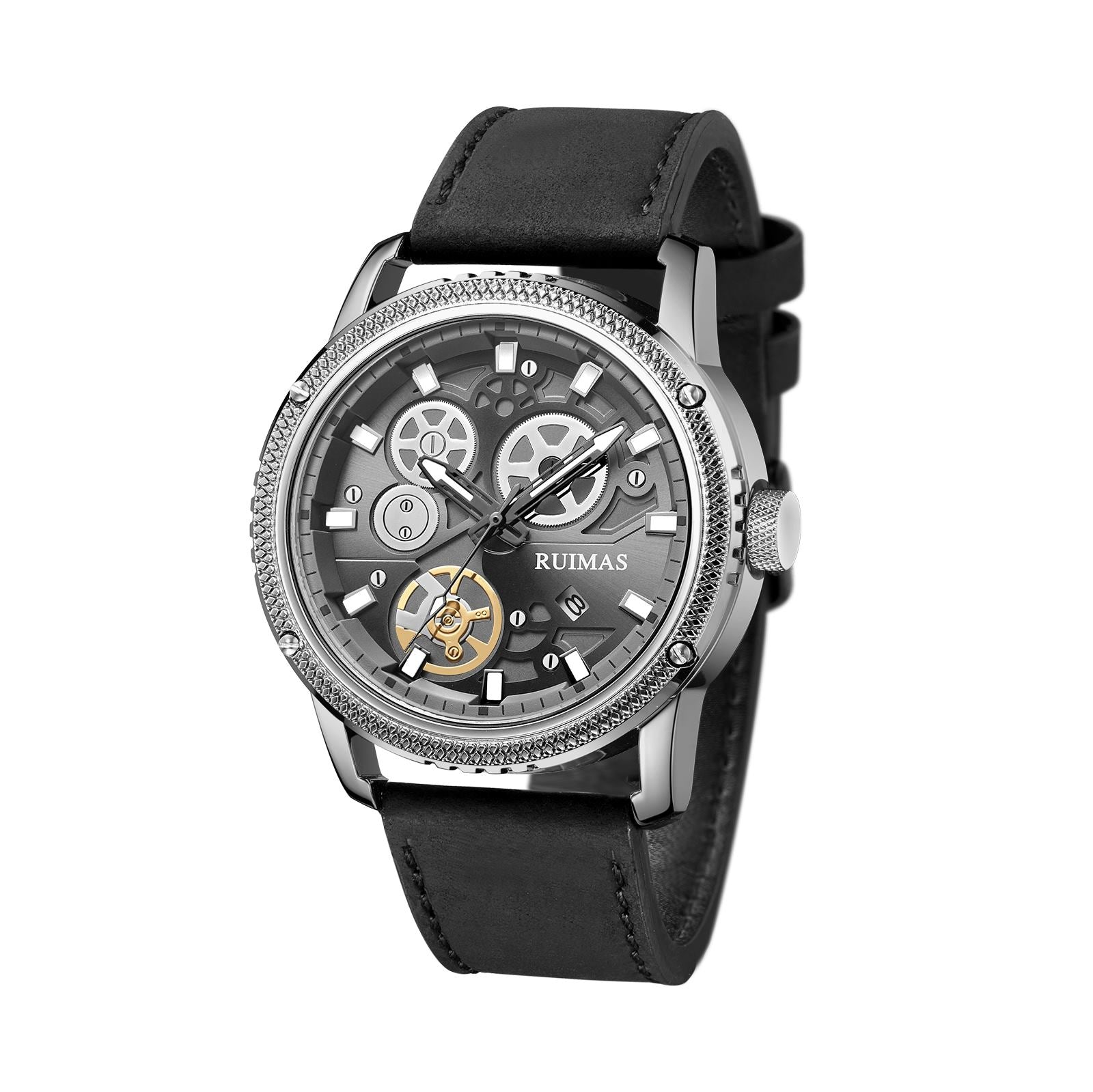 RUIMAS Relogio Masculino Luxury Leather Band Quartz Wristwatch Men Big Dial Moda Watches Waterproof Sport Military Reloj Hombre