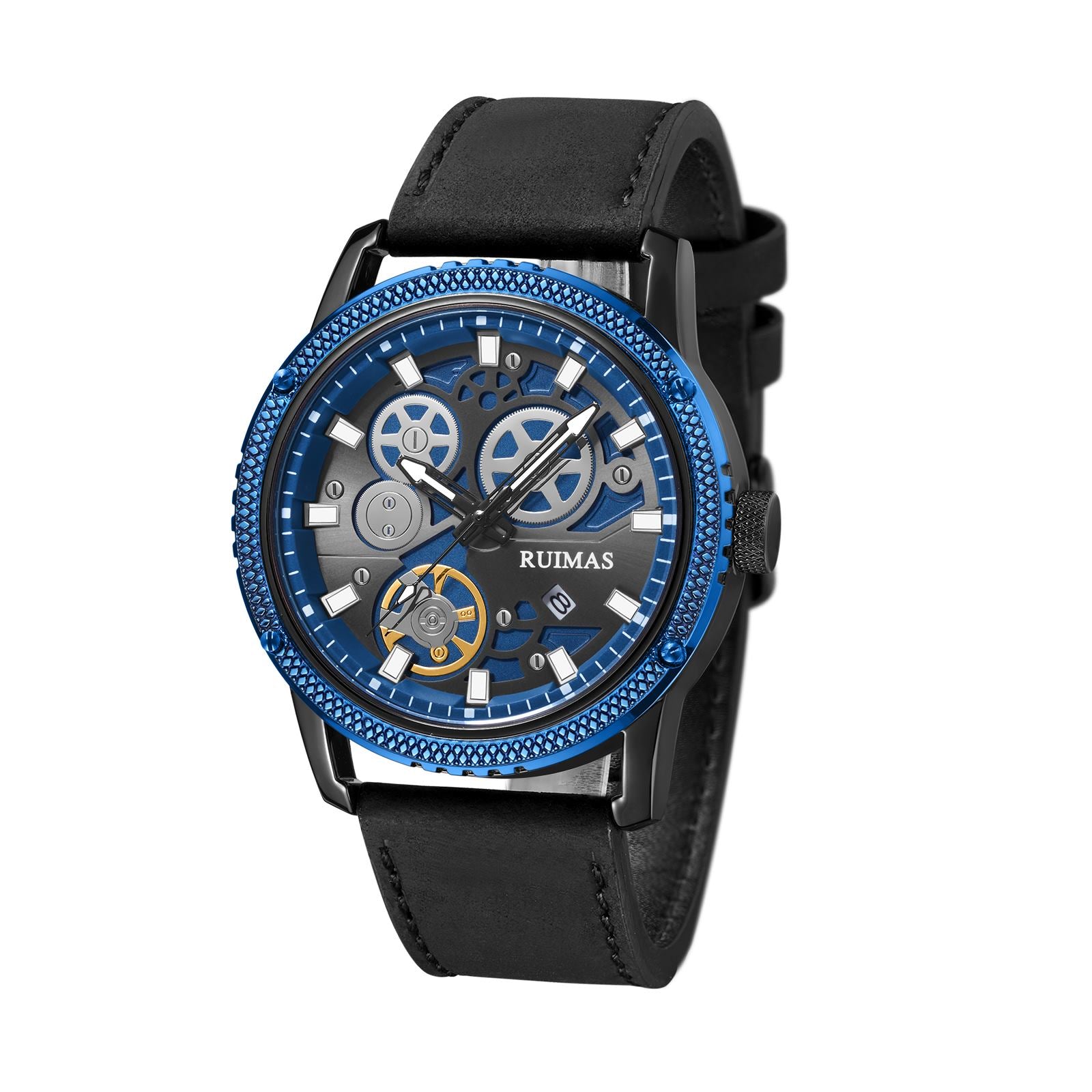 RUIMAS Relogio Masculino Luxury Leather Band Quartz Wristwatch Men Big Dial Moda Watches Waterproof Sport Military Reloj Hombre