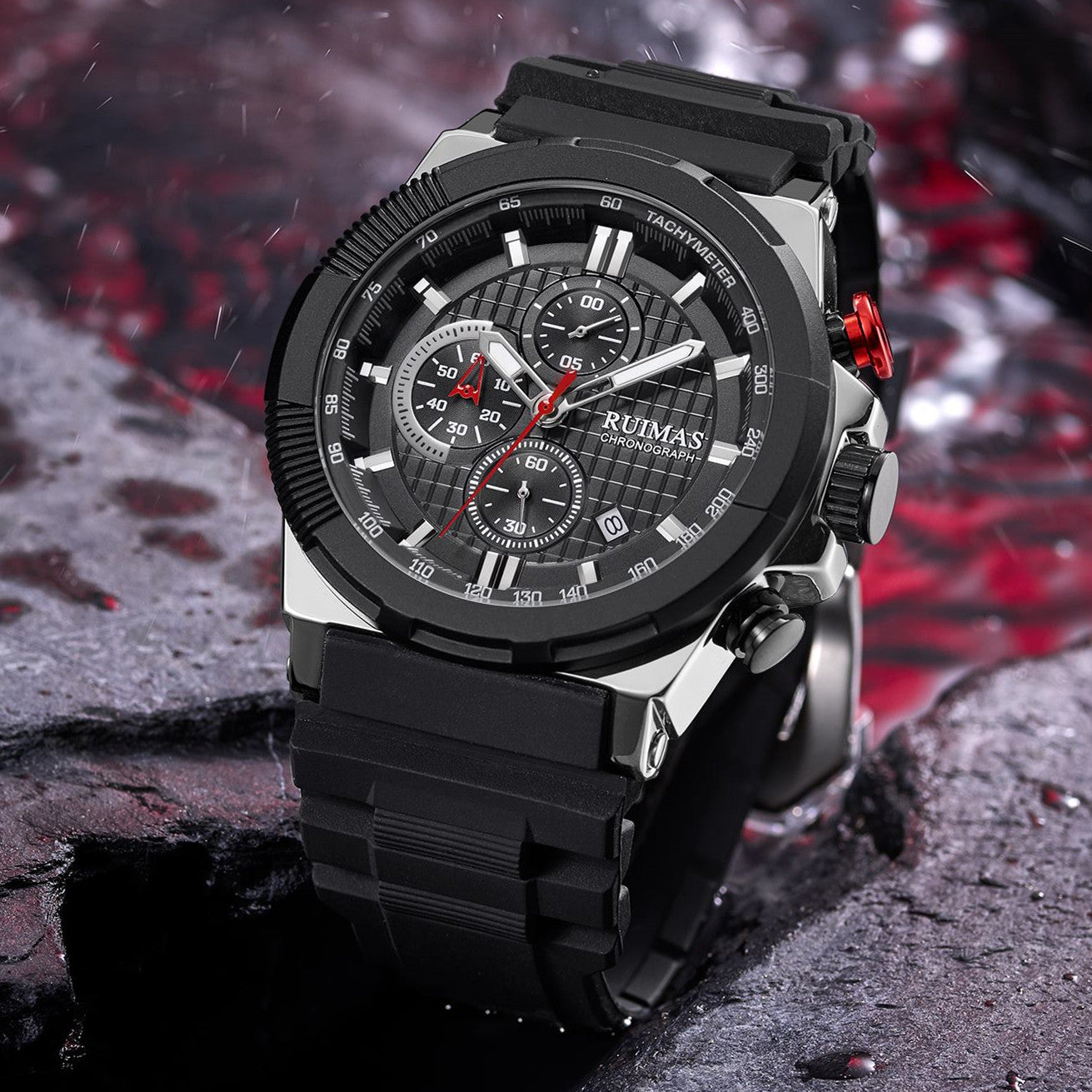 RUIMAS Relogio Masculino Luxury Mens Watches Silicone Strap Quartz Sports Wristwatch Luminous Hands Clock Chronograph Auto Date