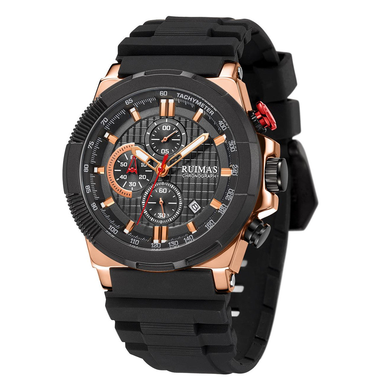 RUIMAS Relogio Masculino Luxury Mens Watches Silicone Strap Quartz Sports Wristwatch Luminous Hands Clock Chronograph Auto Date