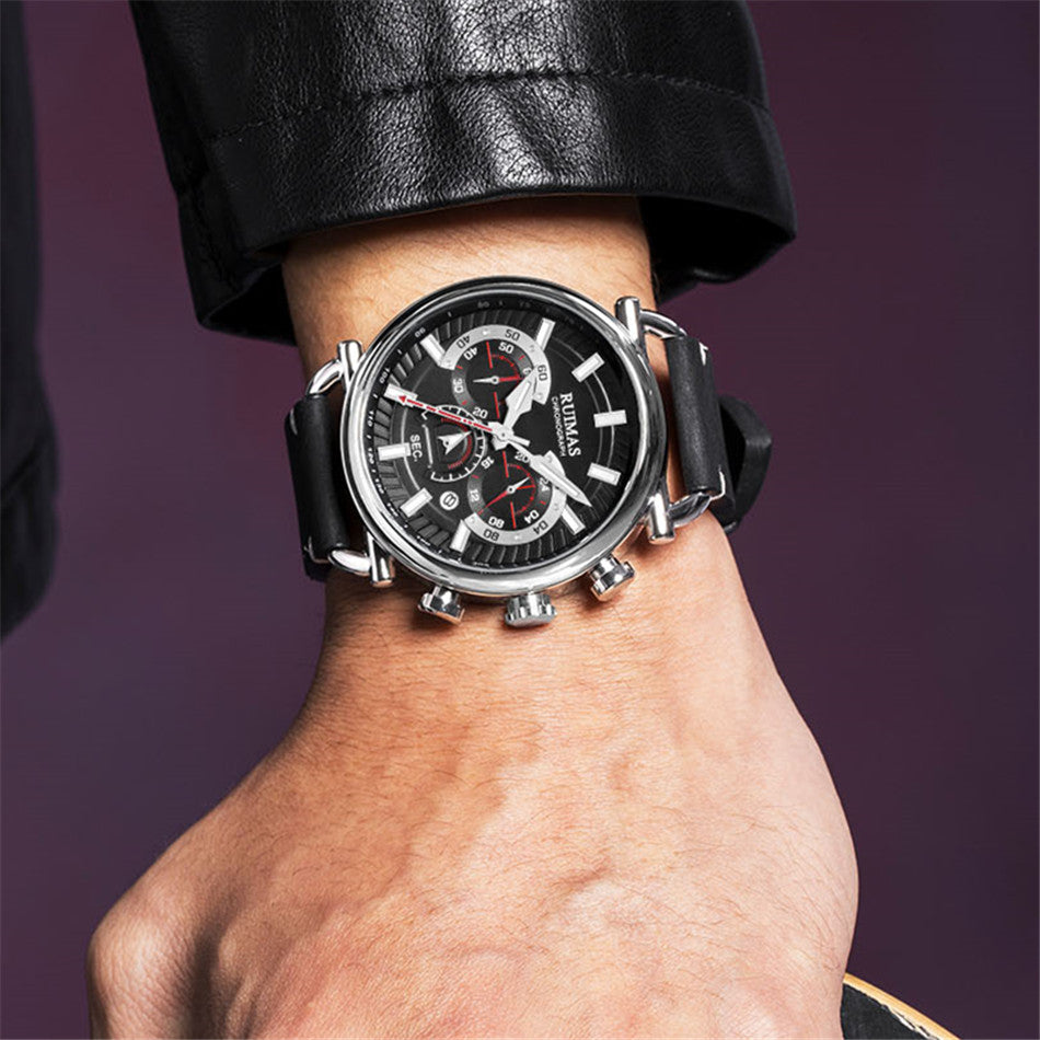 RUIMAS Men Luxury Sport Watches Leather Bracelet Quartz Wristwatch Luminous Clock Watch Calendar Relogio Masculino 585