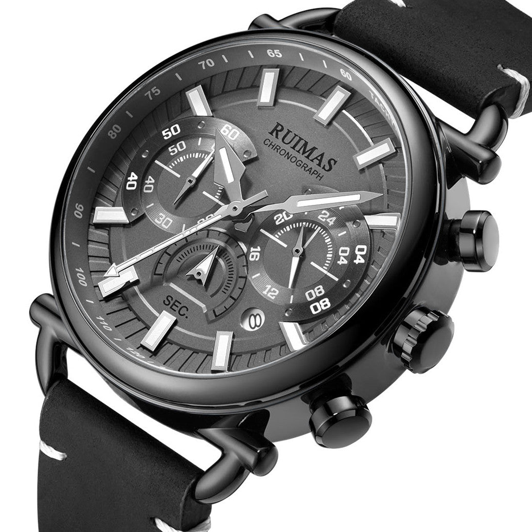 RUIMAS Men Luxury Sport Watches Leather Bracelet Quartz Wristwatch Luminous Clock Watch Calendar Relogio Masculino 585