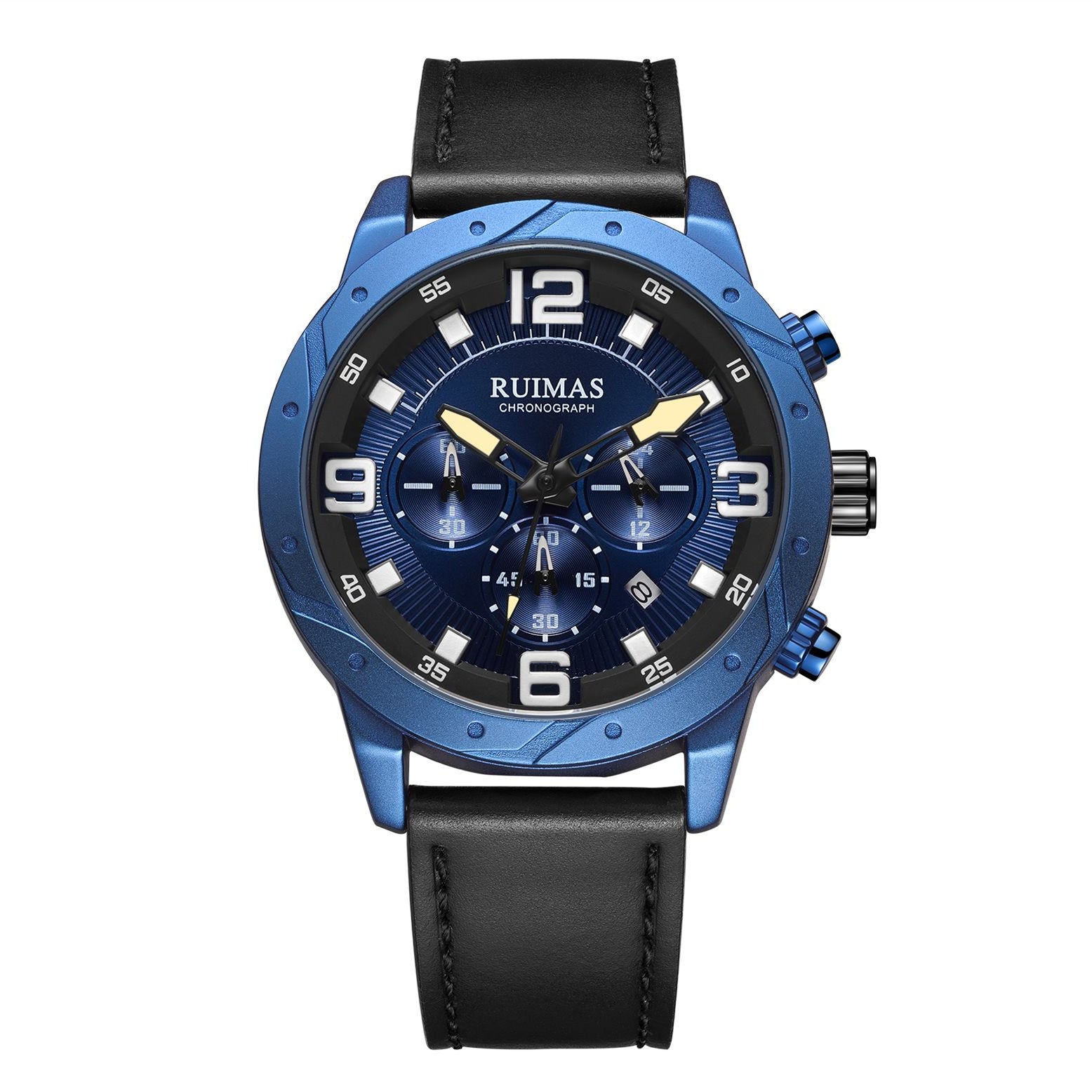 RUIMAS Relogio Masculino Fashion Men Quartz Watch Leather Sport Military Wristwatch Waterproof Clock with Auto Date