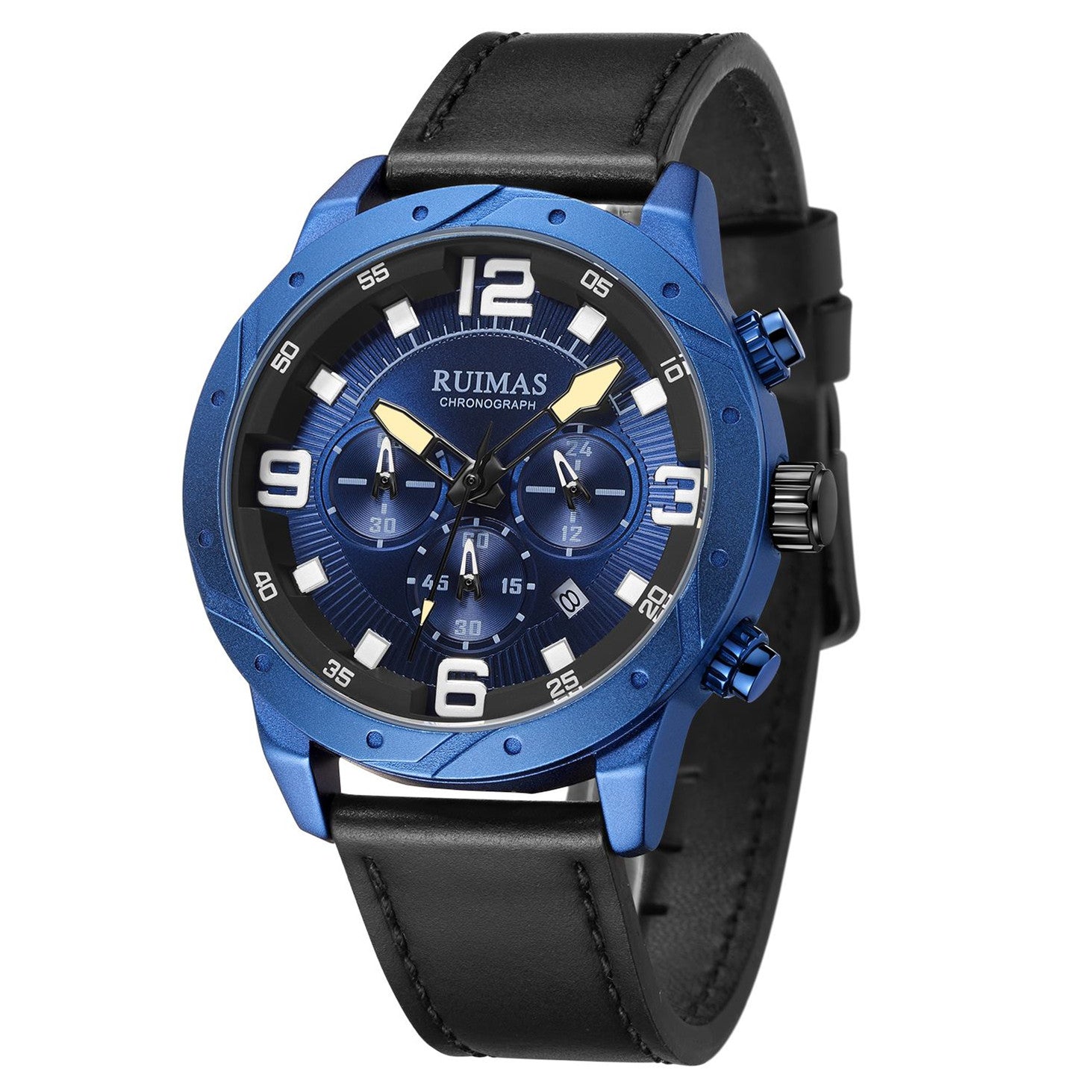 RUIMAS Relogio Masculino Fashion Men Quartz Watch Leather Sport Military Wristwatch Waterproof Clock with Auto Date