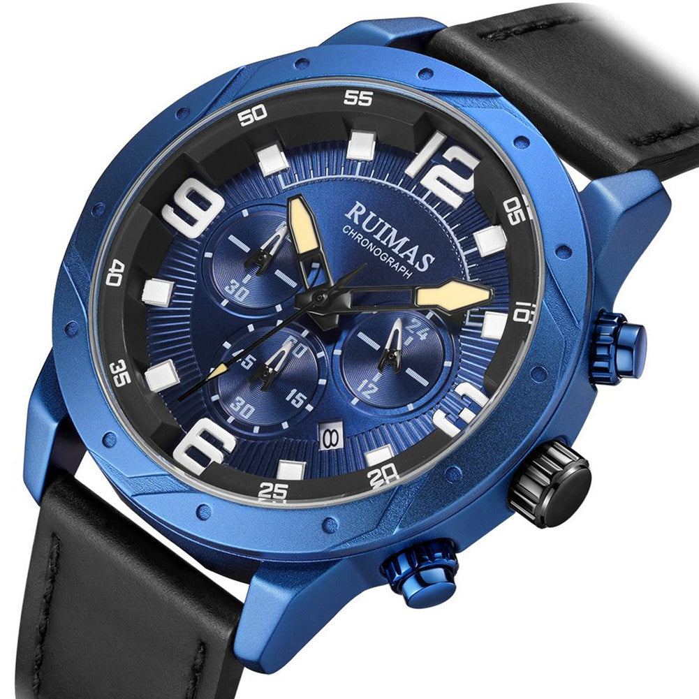 RUIMAS Relogio Masculino Fashion Men Quartz Watch Leather Sport Military Wristwatch Waterproof Clock with Auto Date