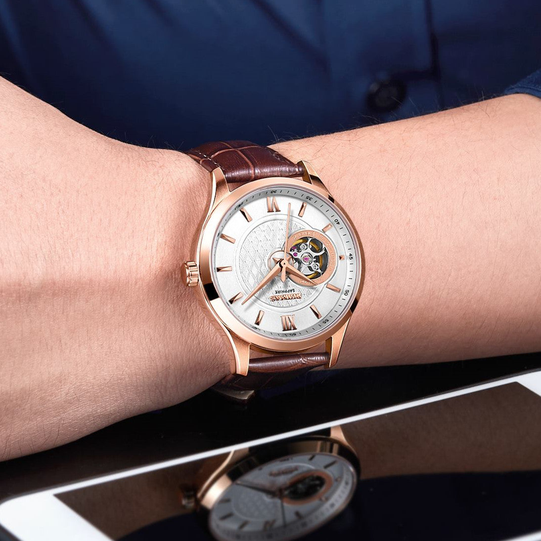 RUIMAS Business Men Watch Luxury Fashion Automatic Mechanical Watches for Men Waterproof Male Wristwatch Relogio Masculino 6754