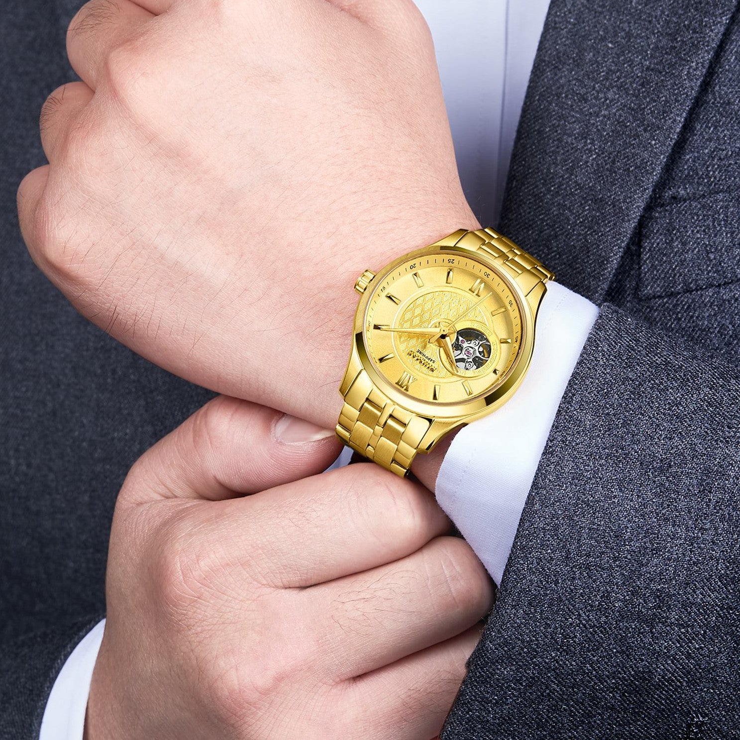 RUIMAS Business Men Watch Luxury Fashion Automatic Mechanical Watches for Men Waterproof Male Wristwatch Relogio Masculino 6754