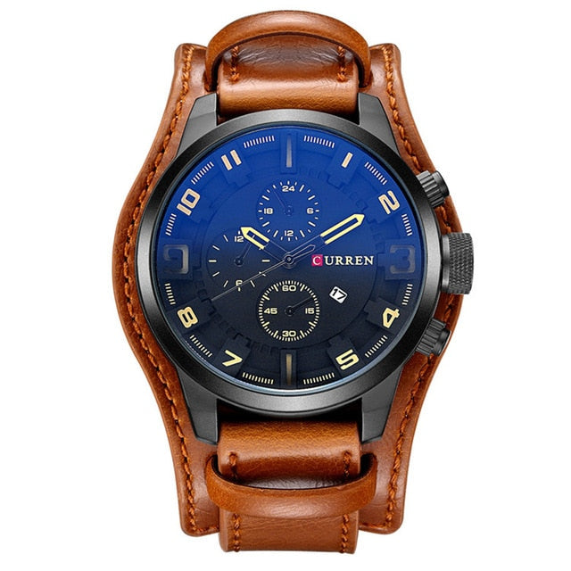 Relógio Masculino Luxo Militar pulseira de Couro #005