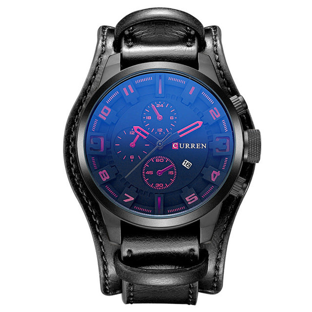 Relógio Masculino Luxo Militar pulseira de Couro #005