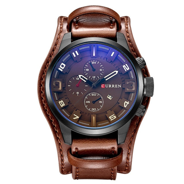 Relógio Masculino Luxo Militar pulseira de Couro #005