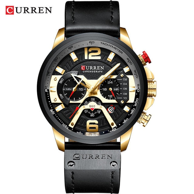 Relógio Masculino Luxo Pulseira de Couro #026