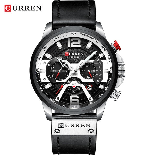 Relógio Masculino Luxo Pulseira de Couro #026