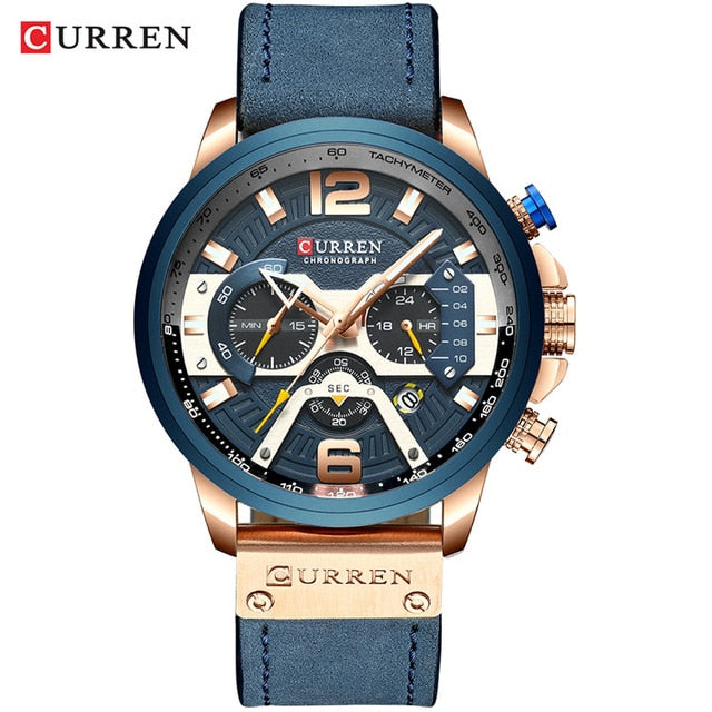 Relógio Masculino Luxo Pulseira de Couro #026