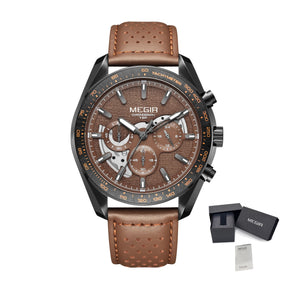 MEGIR Luxury Men's Business Casual Watches Leather Waterproof Quartz Chronograph Male Clock Wristwatch Relogio Masculino