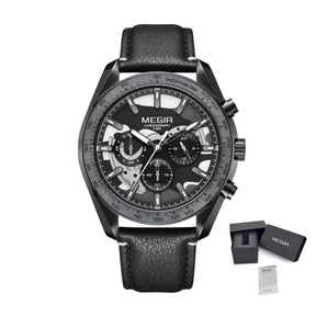 MEGIR Luxury Men's Business Casual Watches Leather Waterproof Quartz Chronograph Male Clock Wristwatch Relogio Masculino
