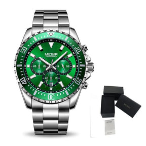 MEGIR Original Luxury Business Quartz Watch Men Brand Stainless Steel Chronograph Military WristWatch Clock Relogio Masculino